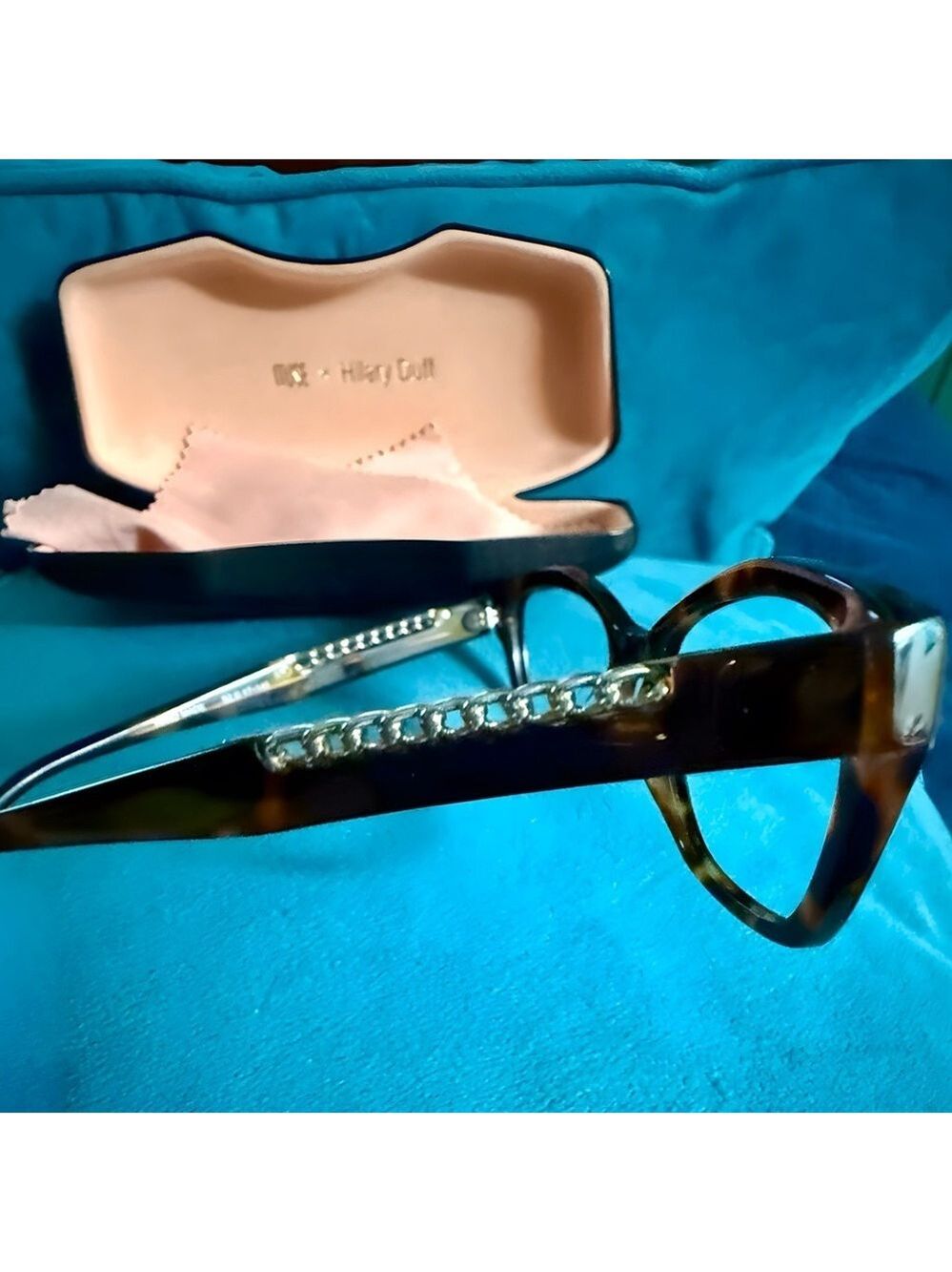 MUSE x Hilary Duff Brown Tortoise Shell Cat Eye Eyeglasses Embellished Temple - Picture 8 of 17
